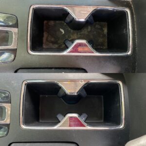 Center Console Cup Holder Cleaning Before and And After 1