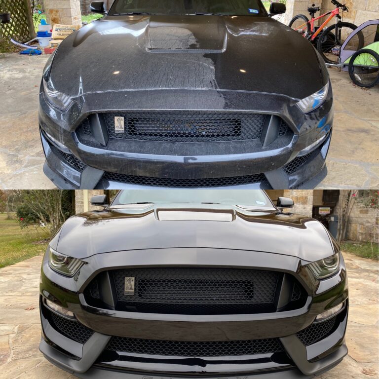 GT350 Front End Before and After Paint Correction